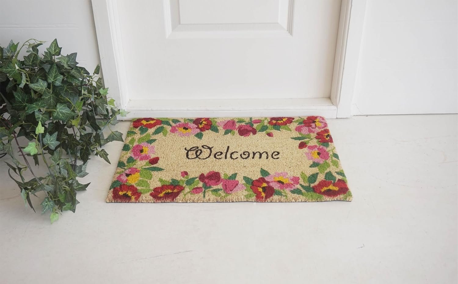 Orchid Welcome Bleach Printed Coir Doormat