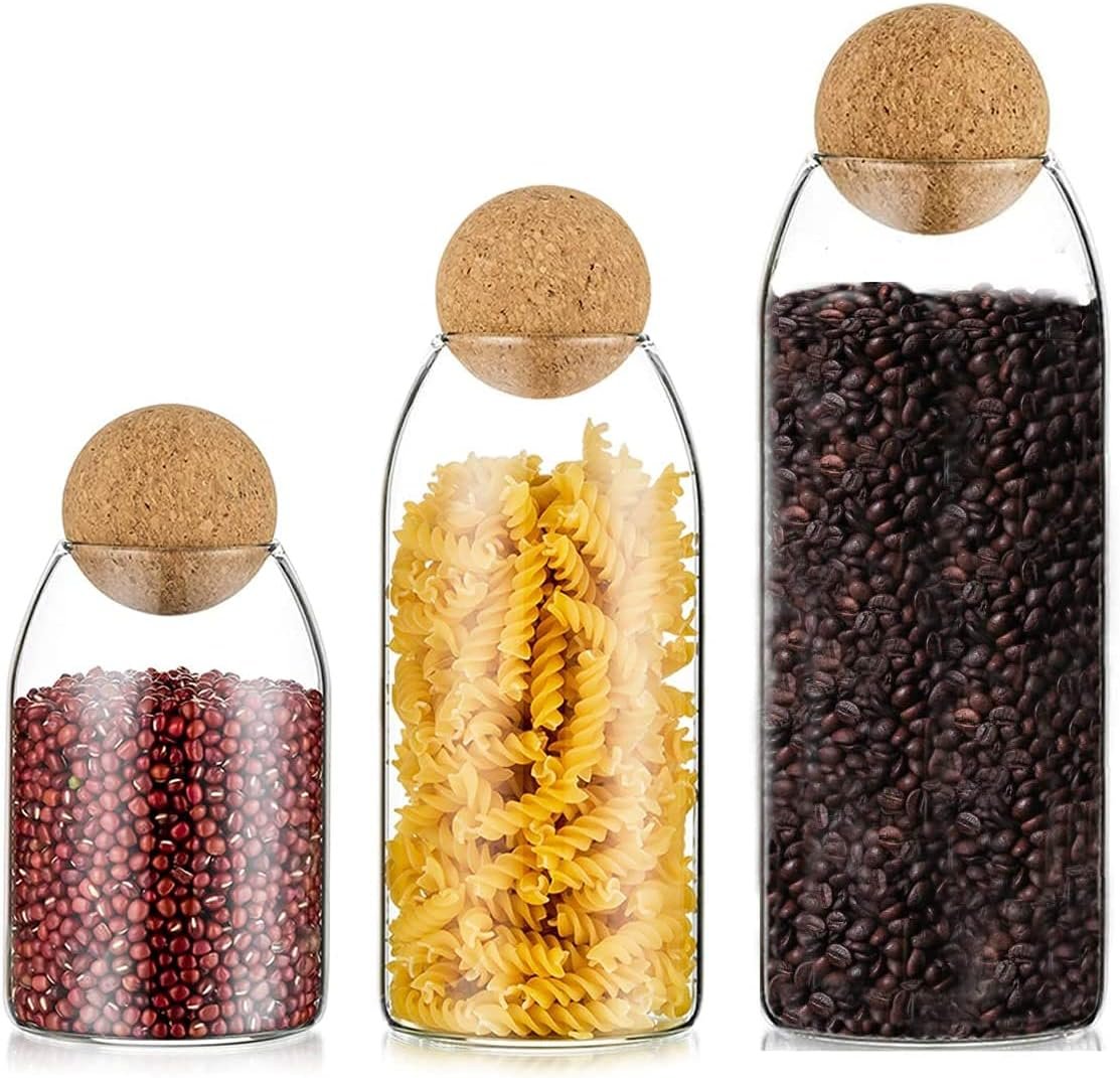 Neoflam 3Pcs Borosilicate Round Glass Jar Set
