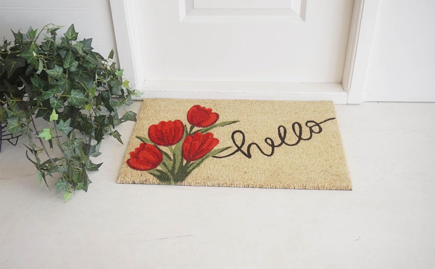 Orchid Hello Bleach Printed Coir Doormat