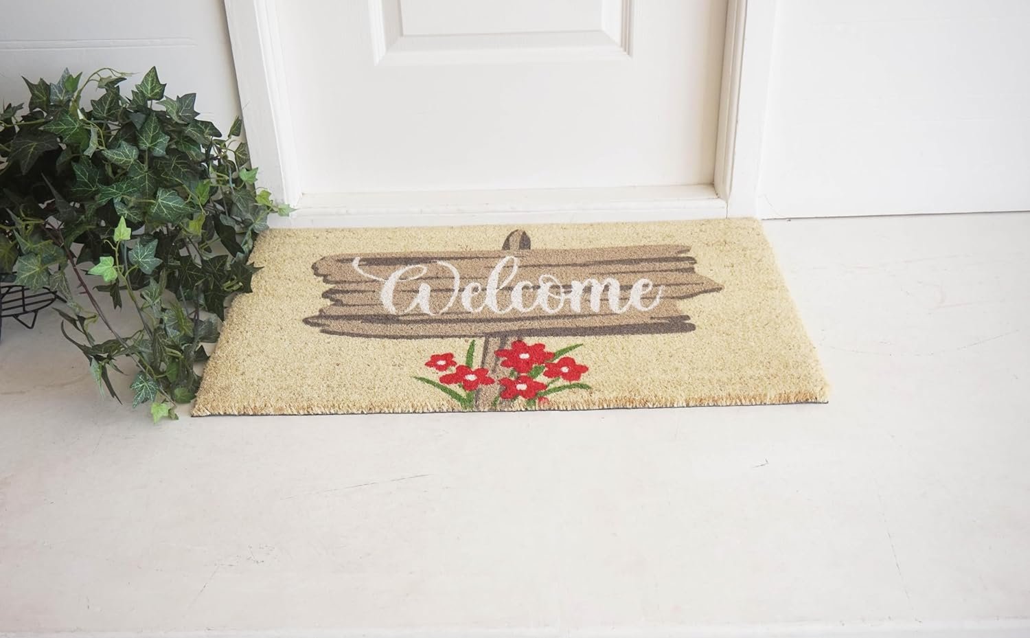 Orchid Welcome Bleach Printed Coir Doormat
