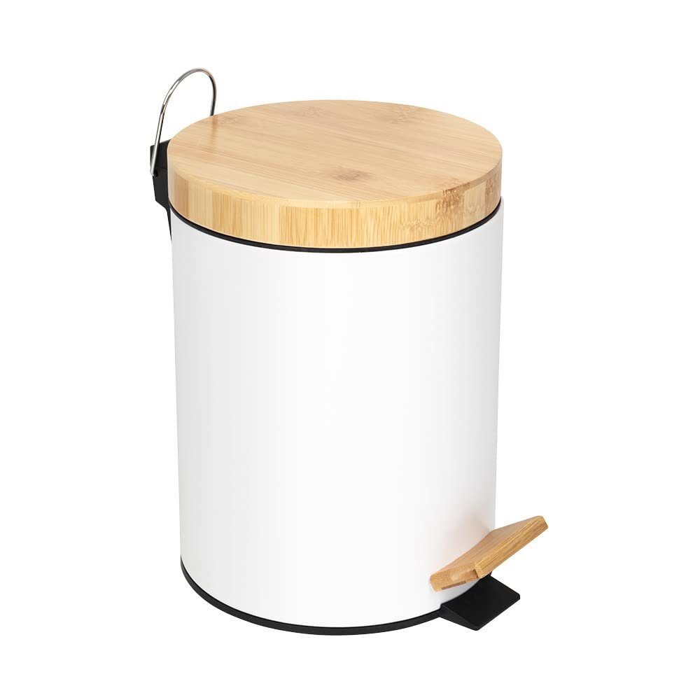 20L Bamboo Lid Pedal Dustbin With Soft-Close