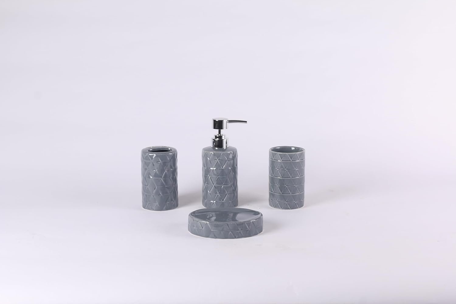 Orchid 4Pcs Ceramic Bath Set Wave grey