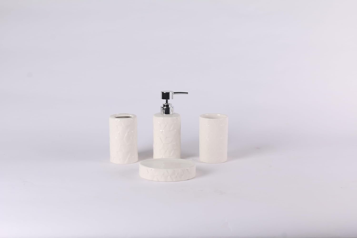 Orchid 4Pcs Ceramic Bath Set Wave white