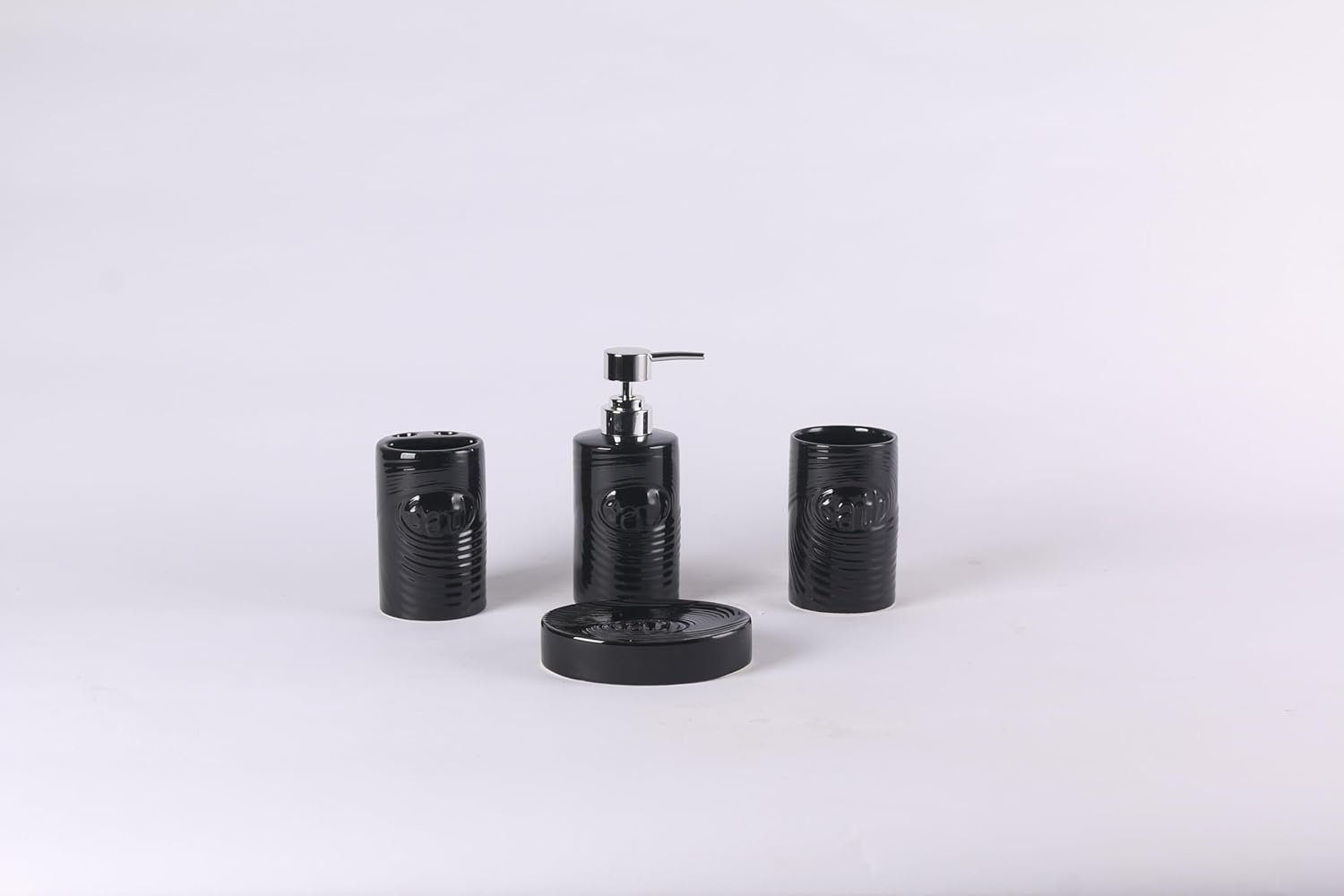 Orchid 4Pcs Ceramic Bath Set Wave black