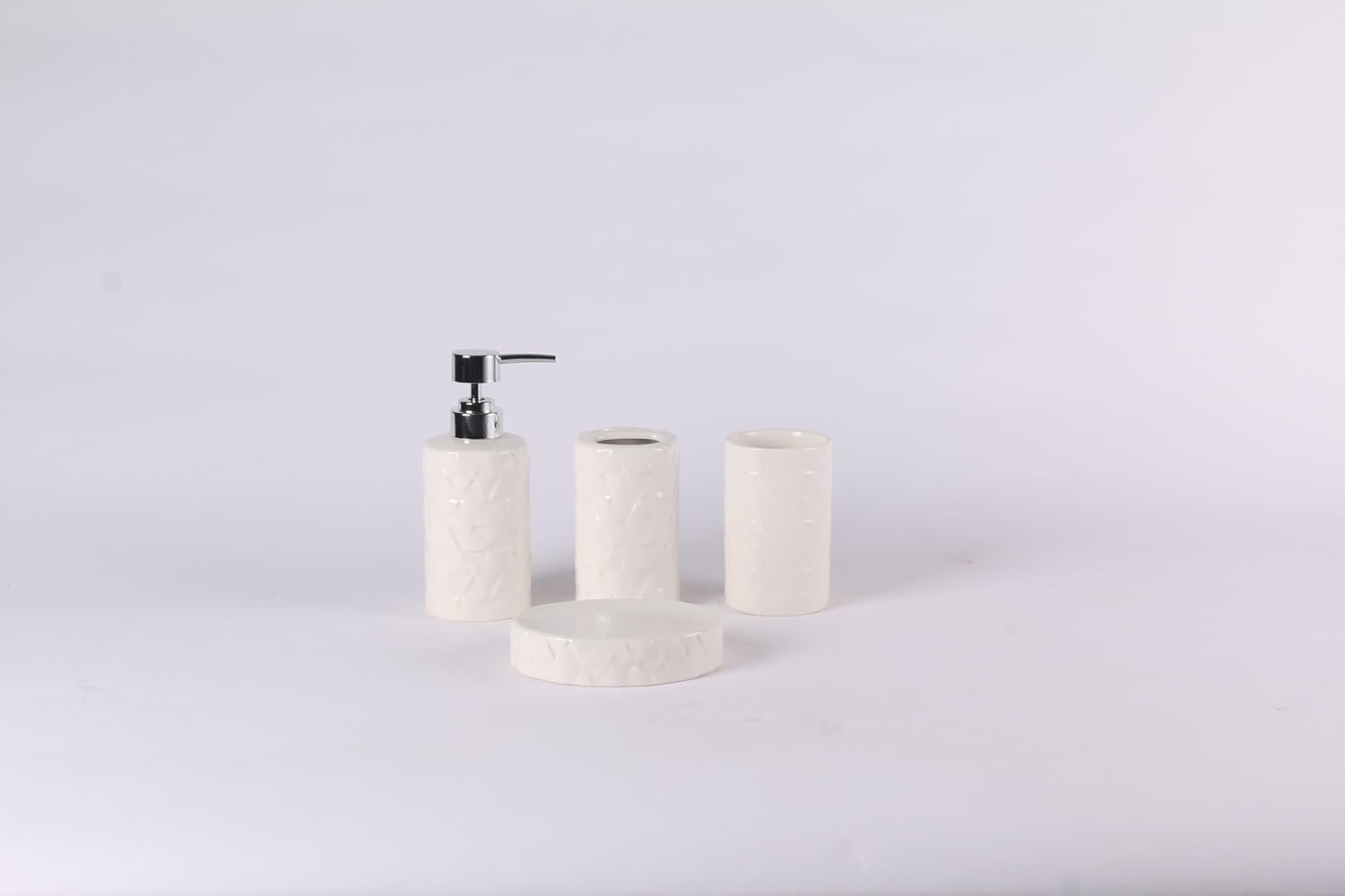 Orchid 4Pcs Ceramic Bath Set Wave white