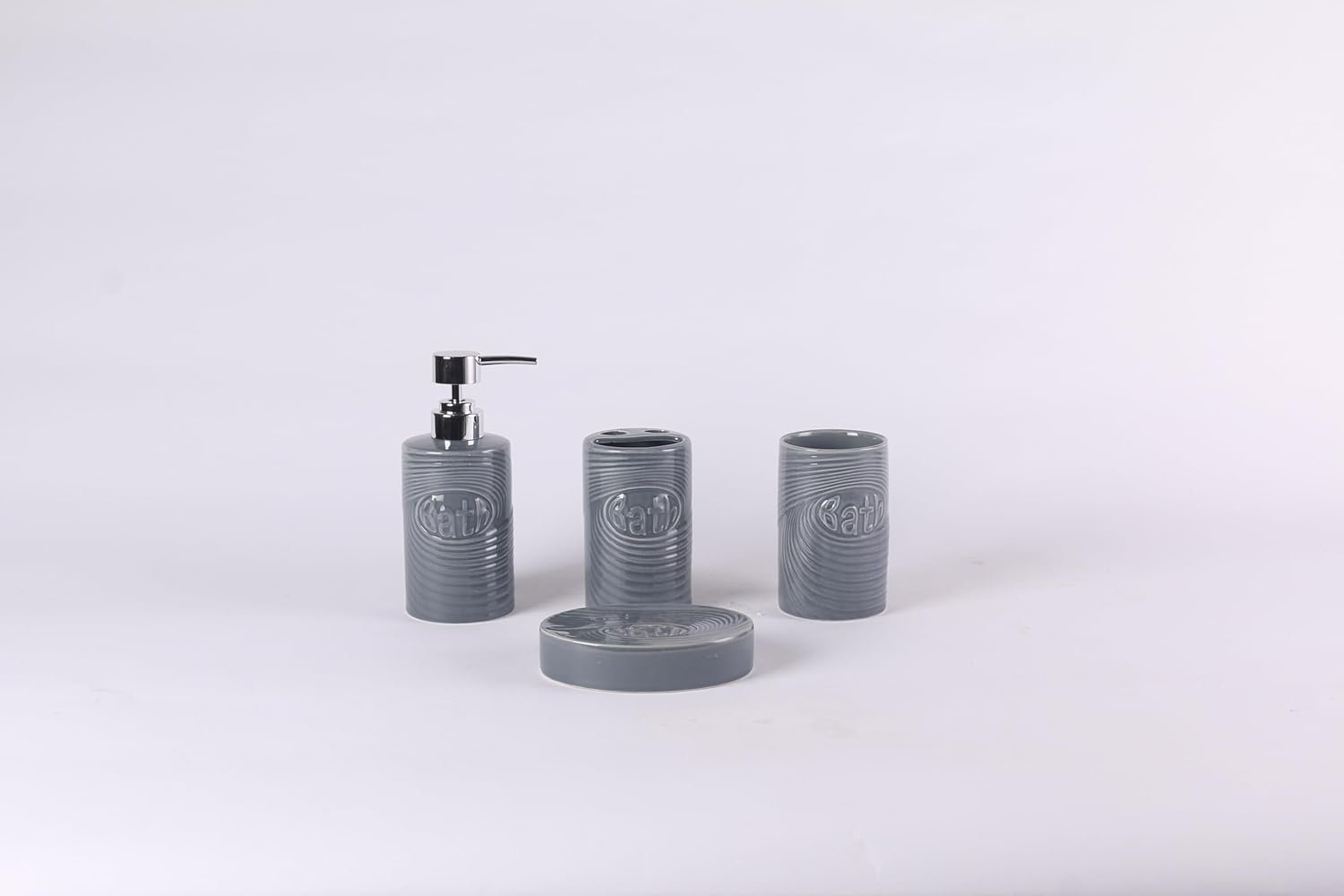 Orchid 4Pcs Ceramic Bath Set Wave grey