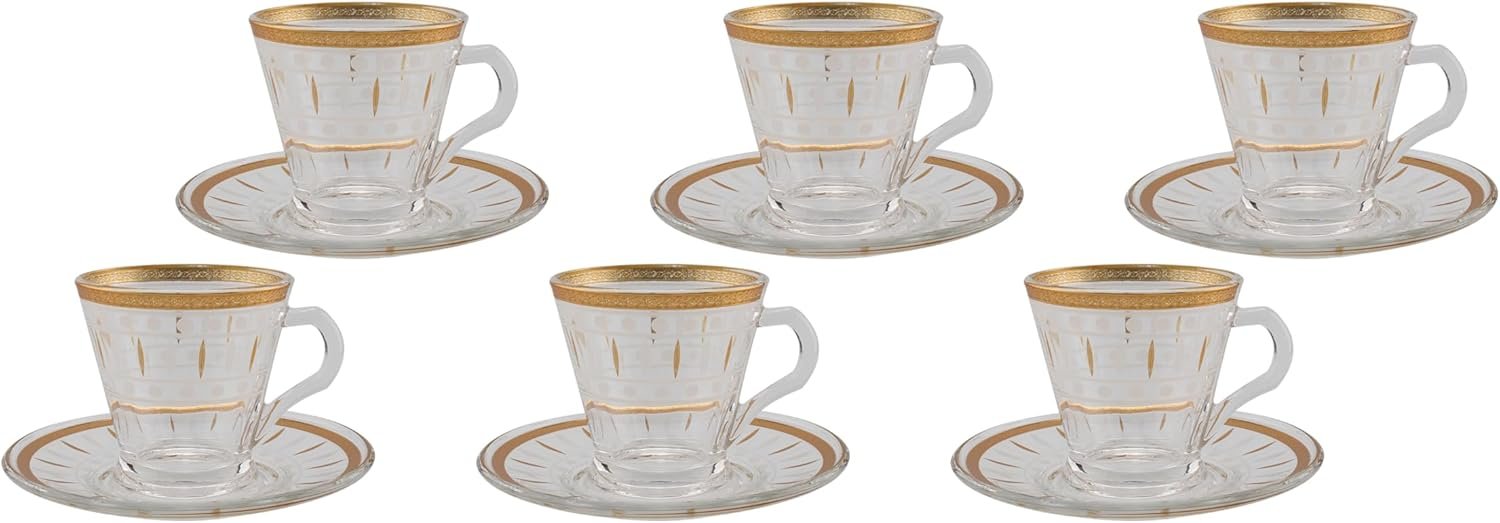 Orchid 12Pcs Glass Cup & Saucer Set 200Ml