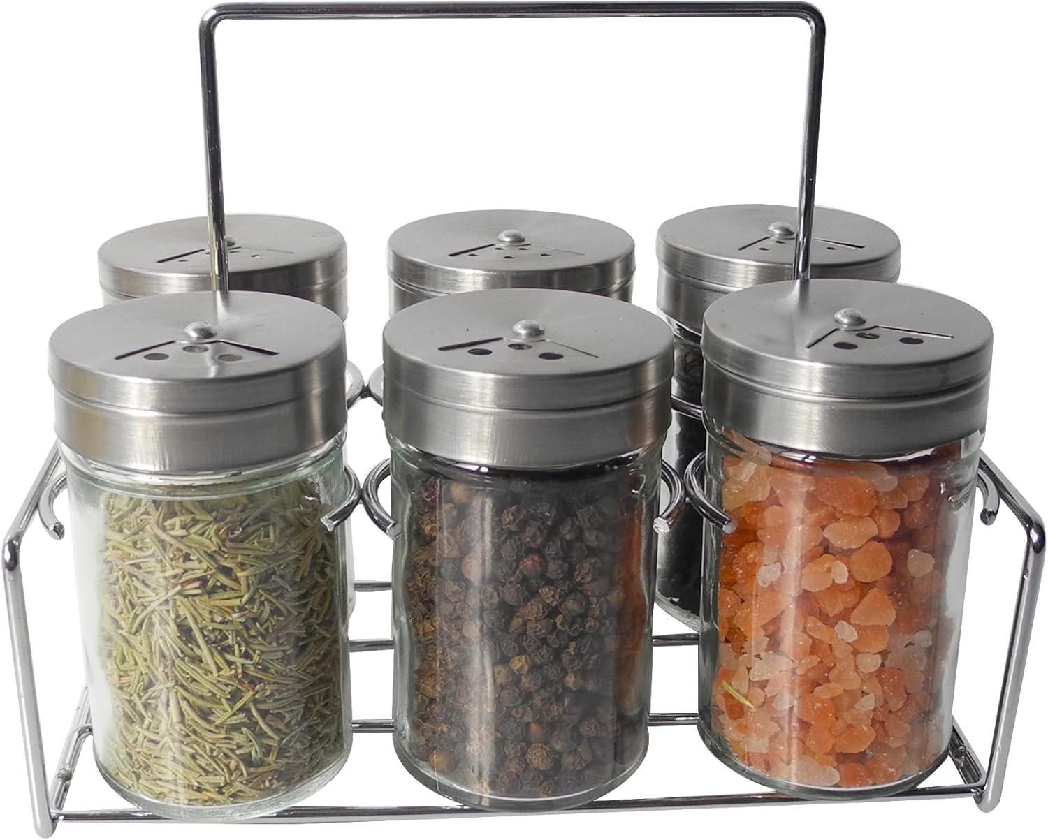 Orchid 6Pcs Glass Spice Set With Silver Stand