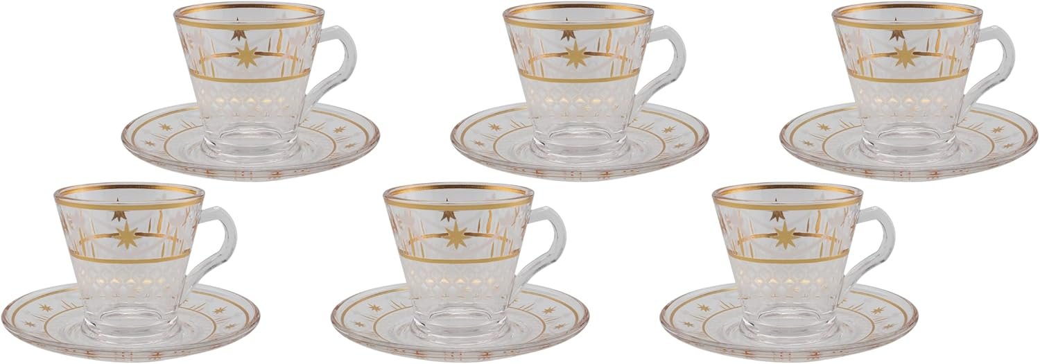 Orchid 12Pcs Glass Cup & Saucer Set 200Ml