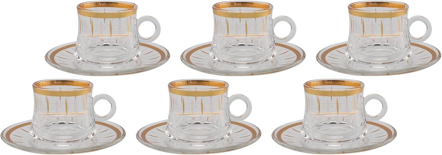 Orchid 12Pcs Glass Cup & Saucer Set 150Ml
