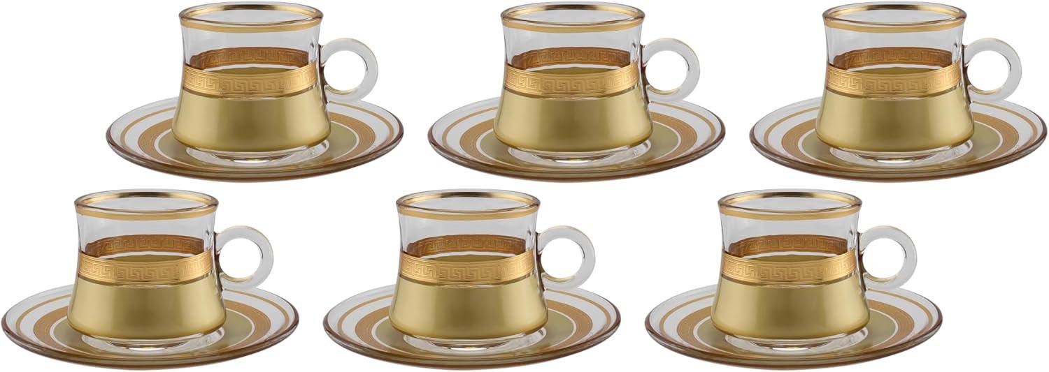 Orchid 12Pcs Glass Cup & Saucer Set 150Ml