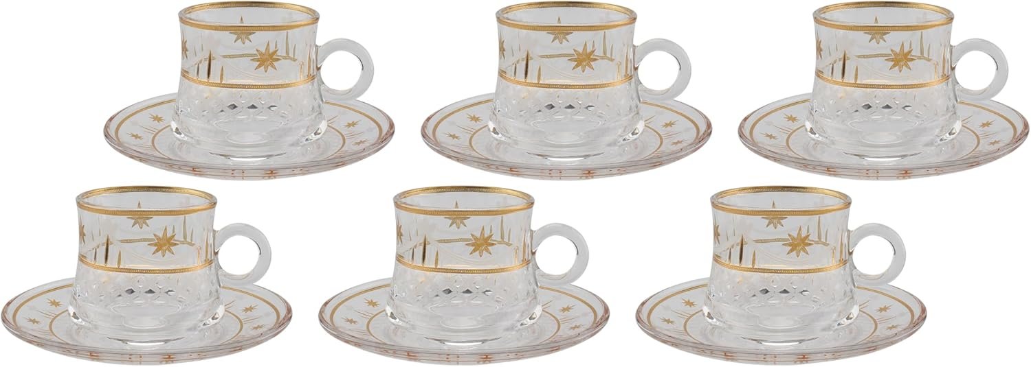 Orchid 12Pcs Glass Cup & Saucer Set 150Ml