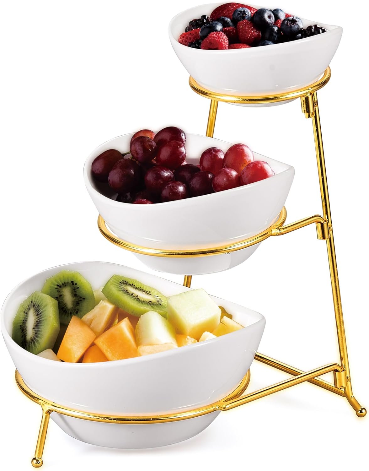 Orchid 3 Tier Serving Bowl With Gold Stand