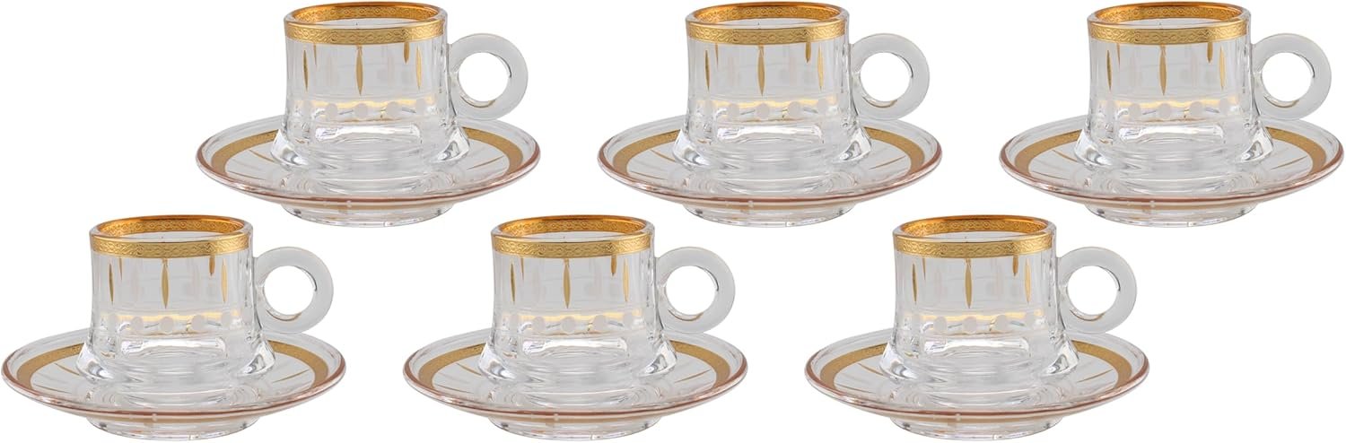 Orchid 12Pcs Glass Cup & Saucer Set 90Ml