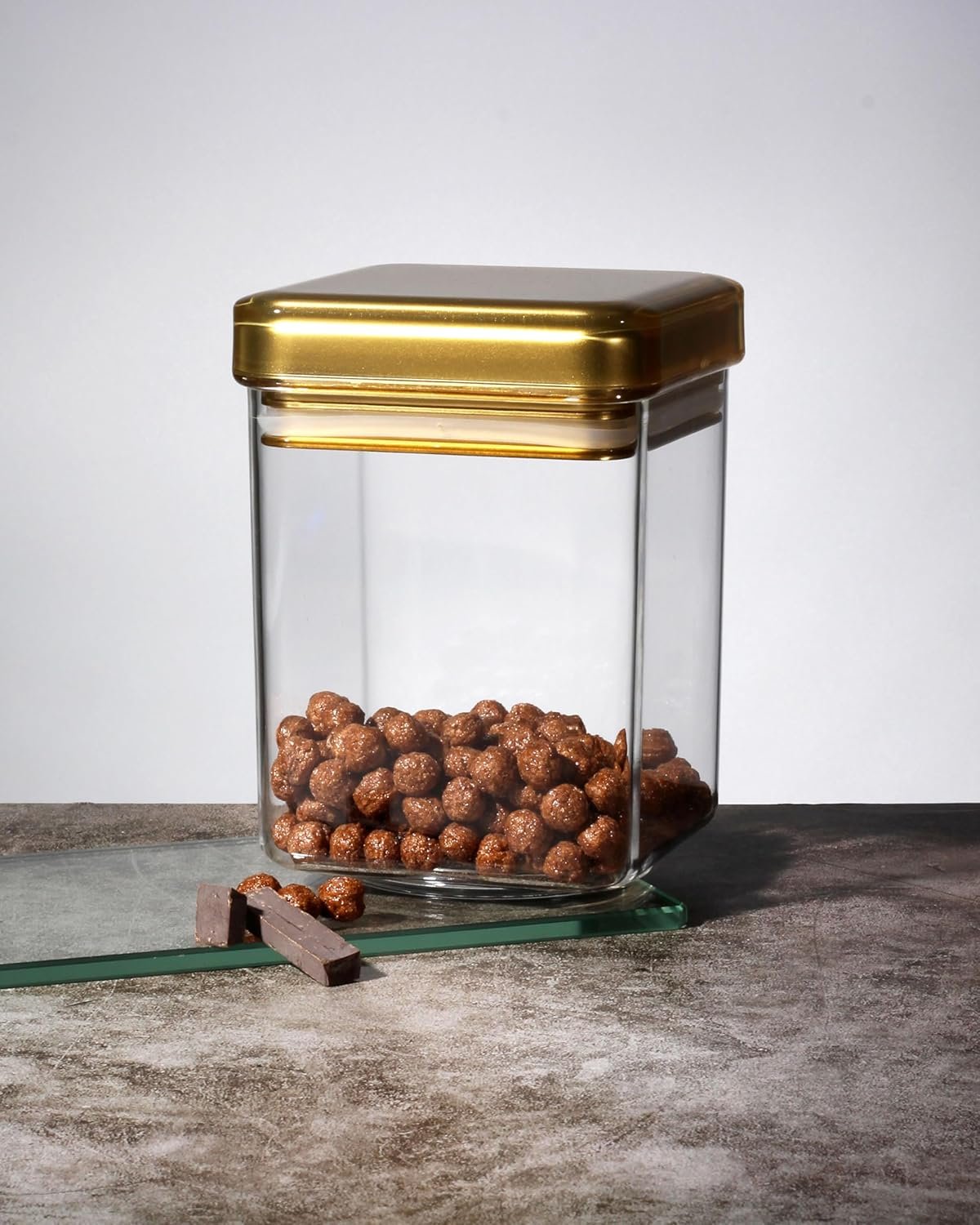 Orchid Acrylic Square Canister meduim Gold