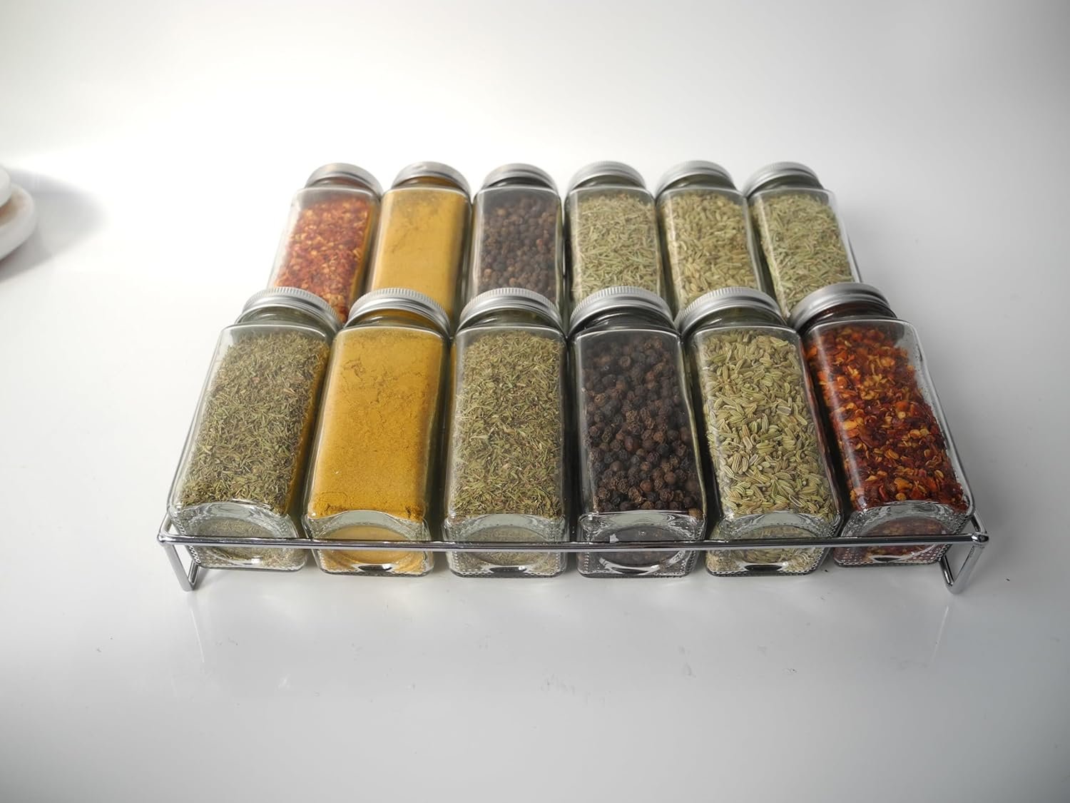 Orchid 12Pcs Glass Spice Set With Silver Stand