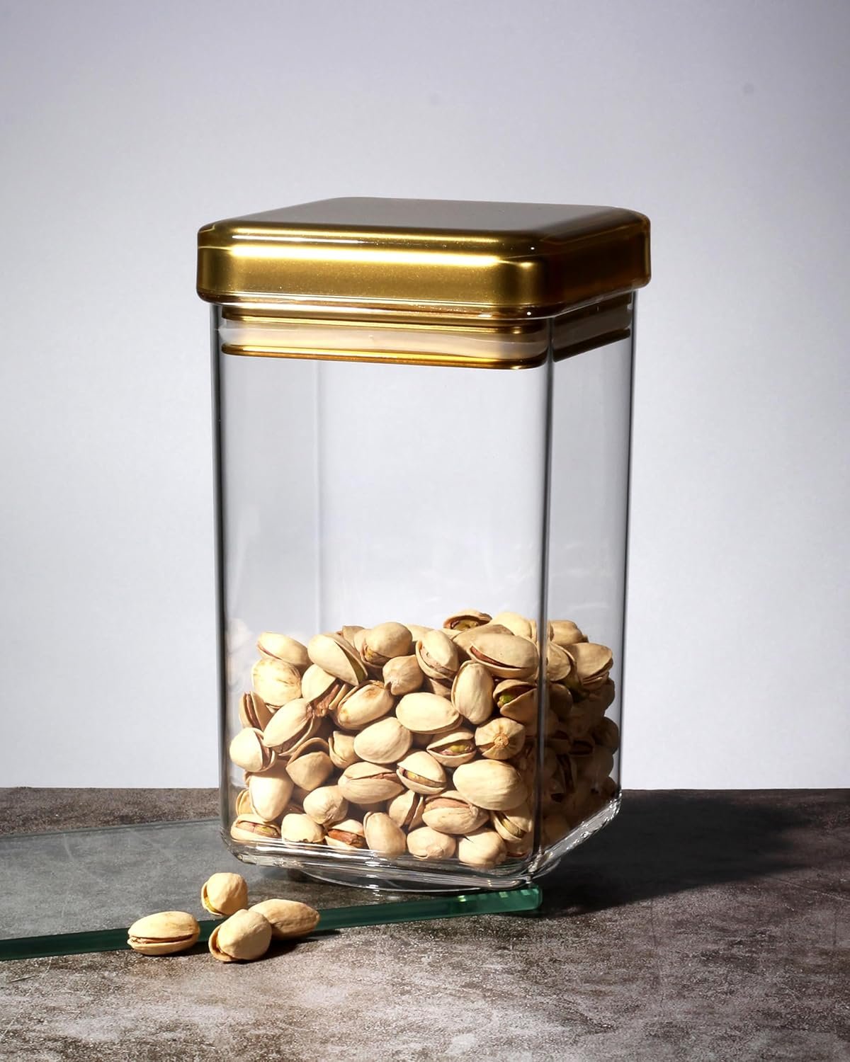 Orchid Acrylic Square Canister large Gold