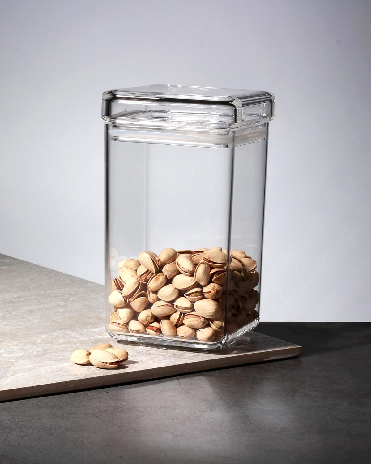 Orchid Acrylic Square Canister large Clear