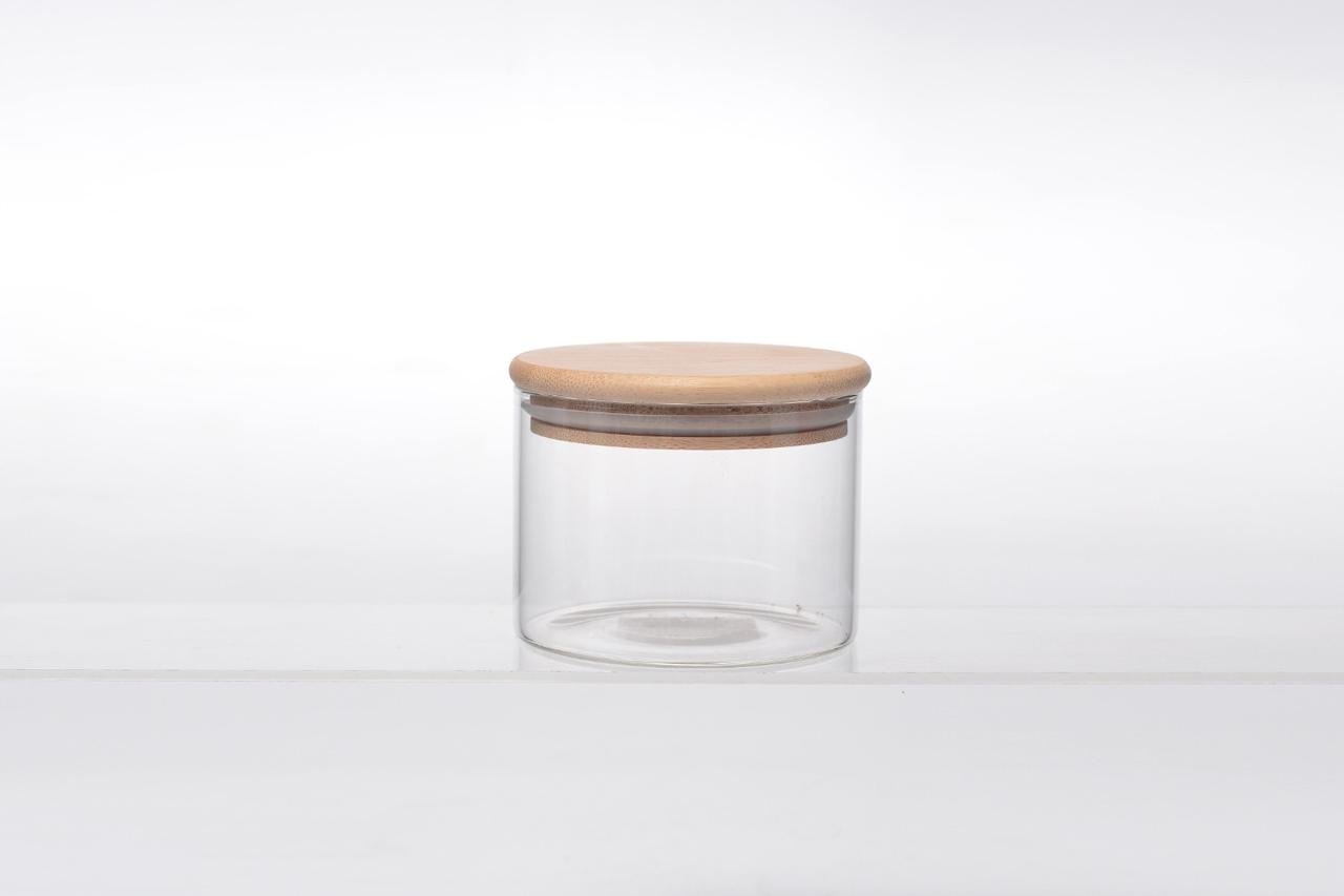 Orchid Round Boro Glass Jar W/Bamboo Lid 500Ml