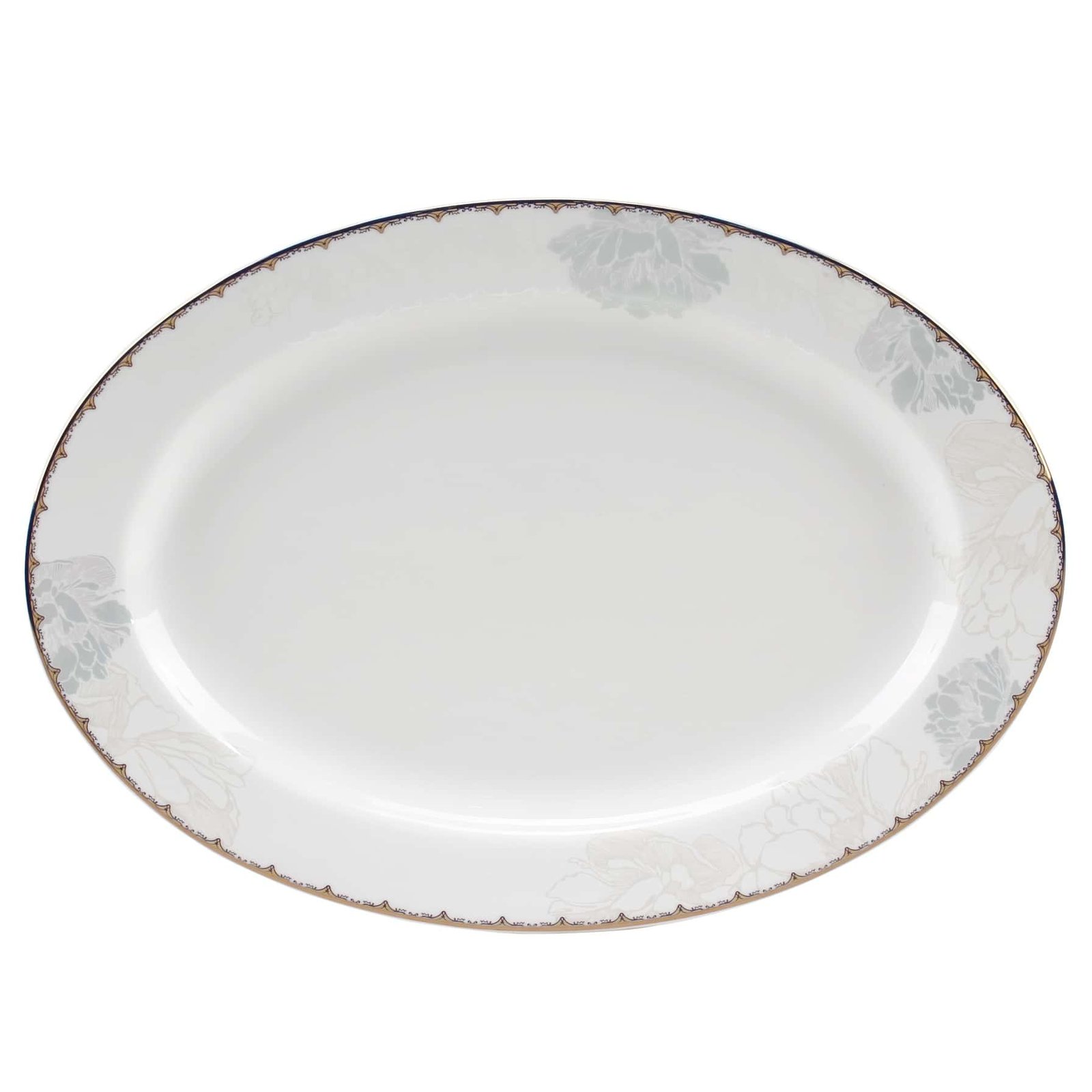 Queens 12" Bone China Oval Plate Lotus