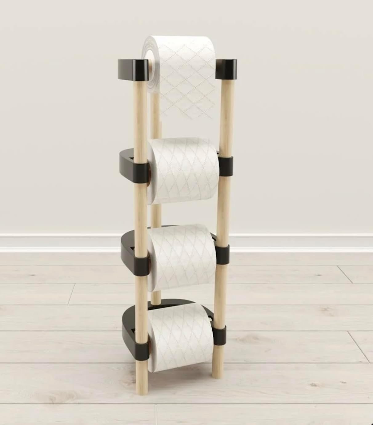 Seowood Wooden 4 Tier Toilet Paper Holder