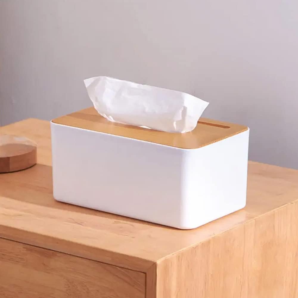 Orchid Tissue Box With Bamboo Lid