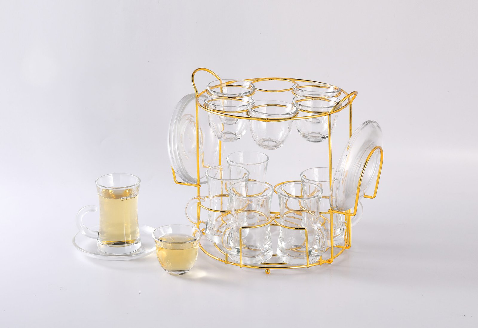 ORCHID 18PCS GLASS TEA SET WITH STAND