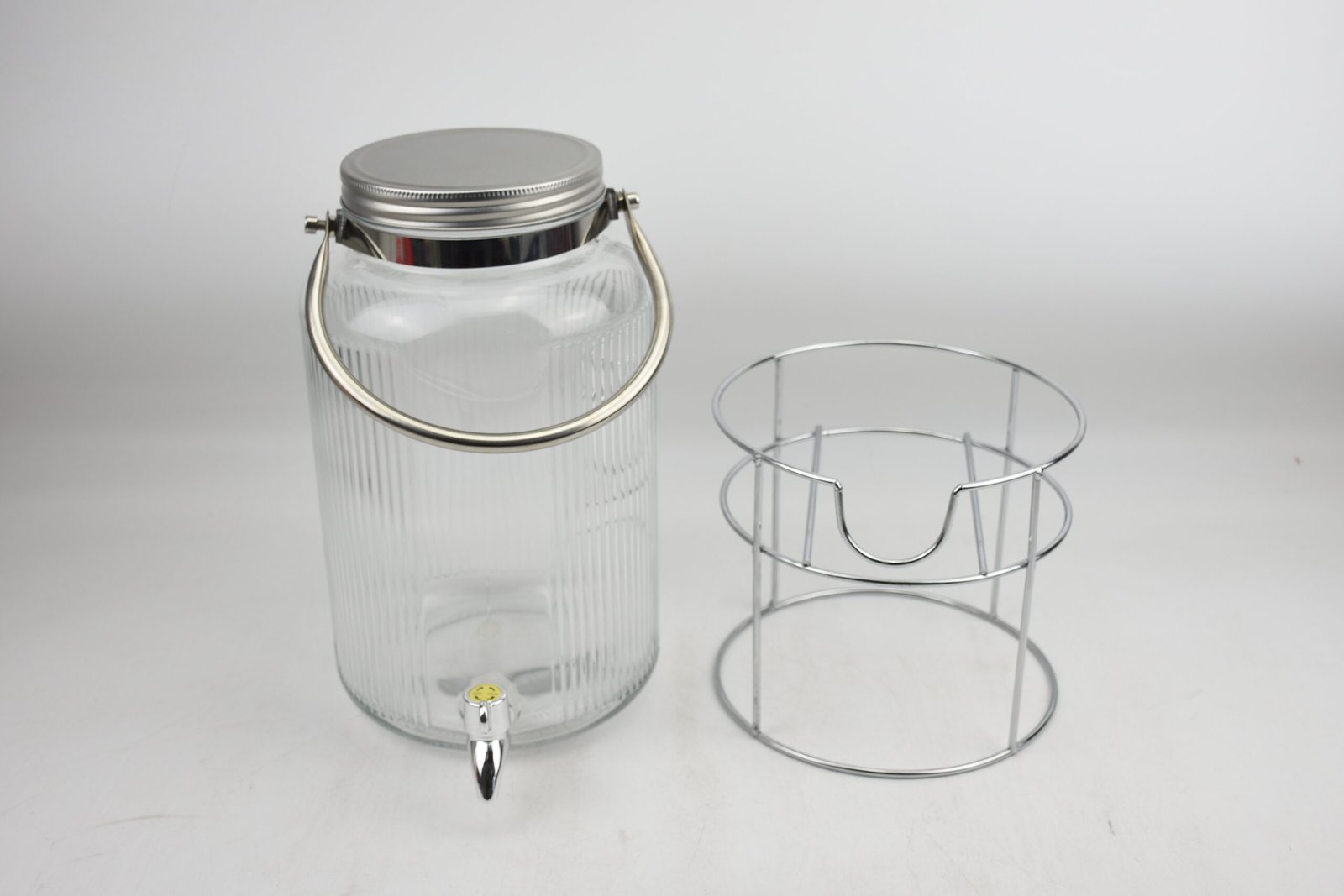 ORCHID 6L GLASS DISPENSER WITH METAL HANDLE AND STAND