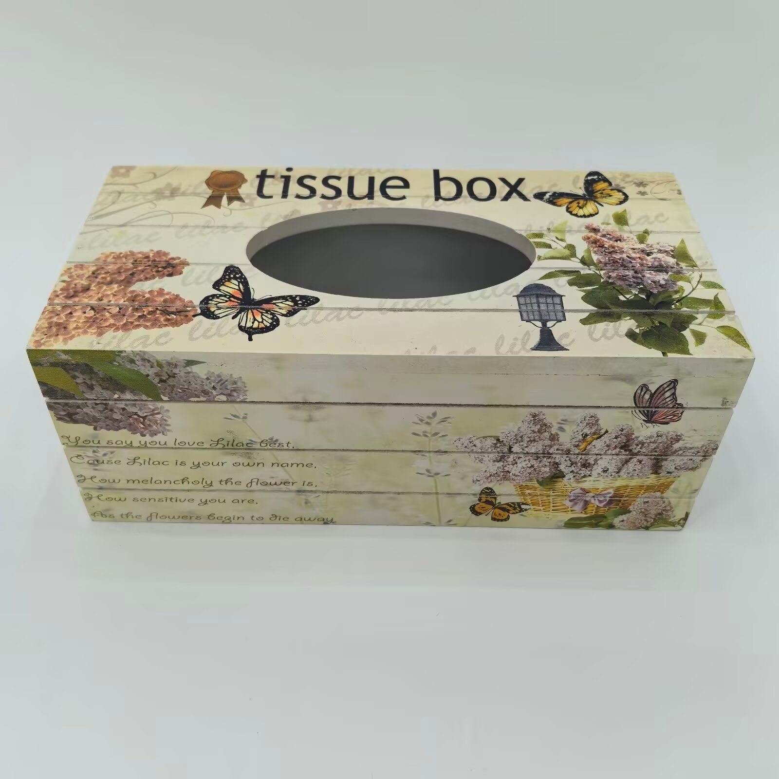 ORCHID WOODEN TISSUE BOX HOME FL