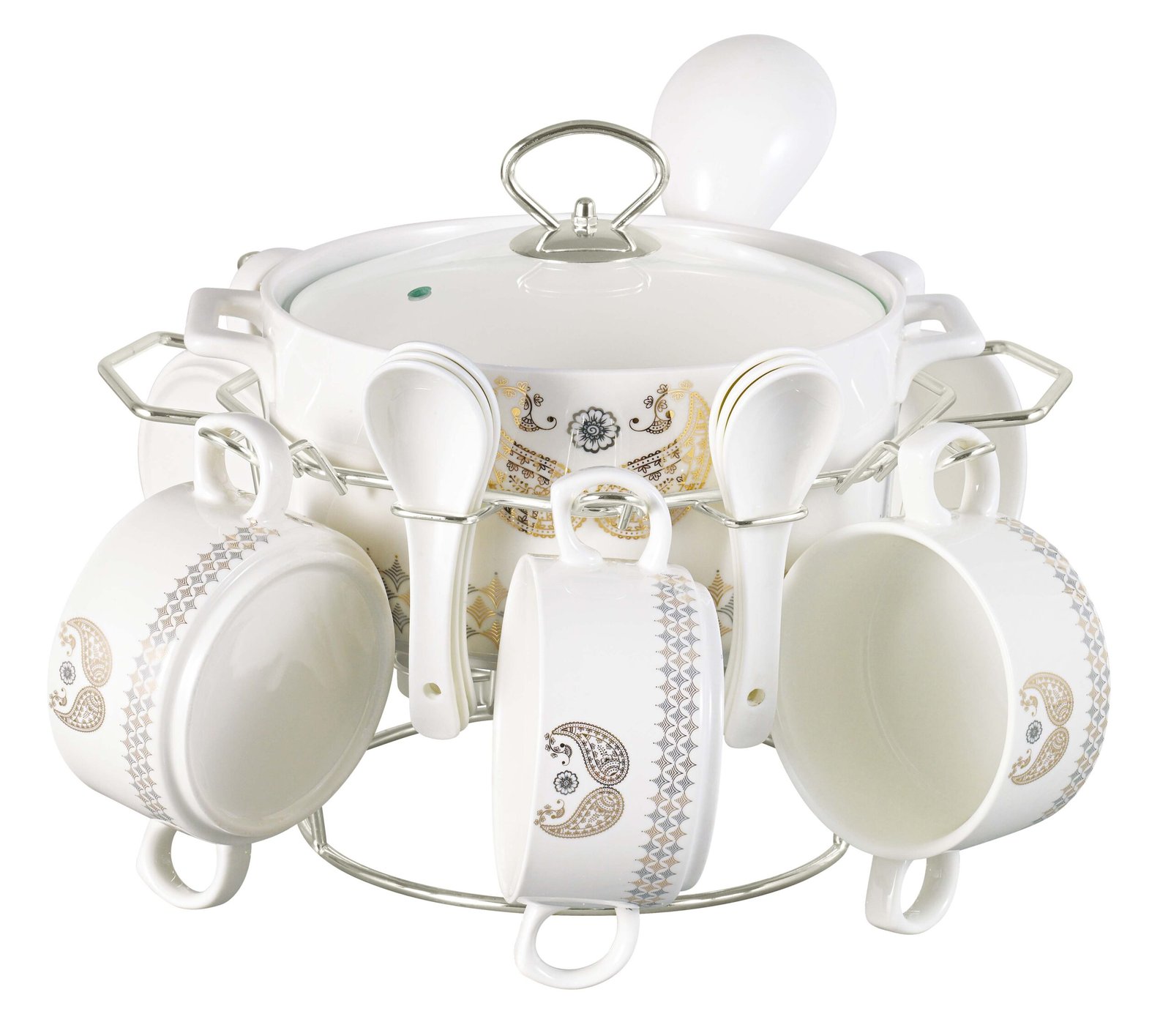 ceramic soup bowl with lid and handle